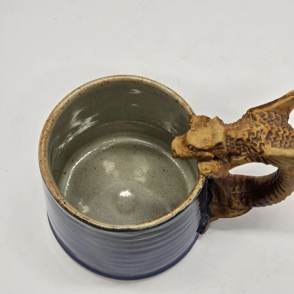 Dragon Mug Fantasy Gothic Stoneware‎ Blue Coffee Cup